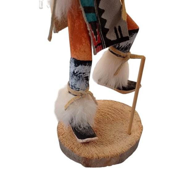 1990's Hopi Wolf Kachina Doll Handmade Wood 10" Signed Detail Native Am Vintage - Picture 7 of 8